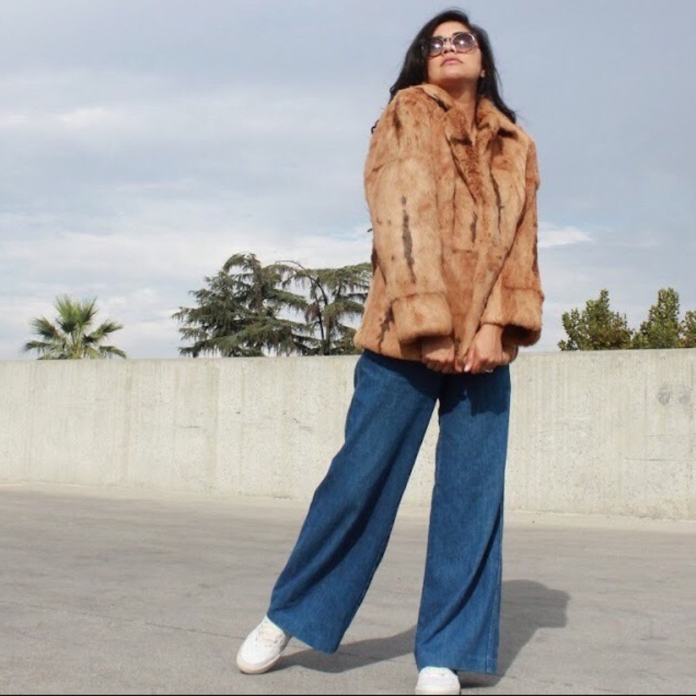 Brown Rabbit Fur Coat - Picture 3 of 5